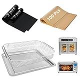 Air Fryer Accessories for Emeril Lagasse 26 Qt Extra Large & Everyday 360, Emeril Lagasse Air Fryer Basket and Pans for Oven with 100Pcs Disposable Parchment Paper, 4Pcs Reusable Teflon Mat