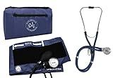 EMI EBL-430 Navy Sprague Stethoscope and Large Adult Cuff (See Large Cuff Size: 33 cm to 51 cm | 13 inch to 20 inch) Aneroid Sphygmomanometer Manual Blood Pressure Set