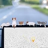 Tucnoeu 5pcs Cute Cat Fingurine Computer Monitor Decor, Mini Cat Figurines, Car Accessories Interior, Mini Resin Cats for Computer Monitors, Car Screens, Desks