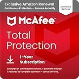 McAfee Total Protection Unlimited Devices 2025 Ready | Security Software Includes Antivirus, Secure VPN, Password Manager, Identity Monitoring | 1 Year Subscription with Auto Renewal