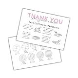 Cake Cutting Guide Instruction Care Cards | 30pk 4x6” Round 2x1 Dessert Baker Template Grid Chart Table Board with Measurements Wedding