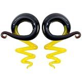 YOFANST 2pcs Glass Tapers Multi-Colors Spiral Plugs Piercing Ear Gauges Flesh Tunnel 1/2'' 12MM Yellow and Black Patchwork Style for Women Men