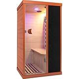 OUTEXER 1 Person Sauna Far Infrared Sauna 800W Indoor Home Sauna Low EMF 110V with Control Panel 7 Color Light 28.7 * 35.2 * 61.4 inch