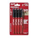 Milwaukee 48-22-3104 Inkzall Point Marker, Fine, Black, 4-Pack