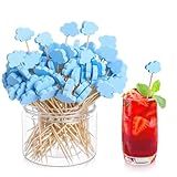 Queekay 100 Pcs Blue Cloud Cupcake Toppers Cocktail Food Picks Cloud Decorations for Birthdays Baby Shower Weddings Party Decor Appetizer Toothpicks Cocktail Sticks for Sandwich Hamburger Fruit