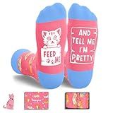 HAPPYPOP Gifts for Cat Lovers - Funny Crazy Cat Christmas Gifts Stocking Stuffers Pet Socks for Women Men Teens