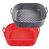 Golden Associate Silicone Liners Square for 8 to 8.5 inch Air Fryer, 2 Pcs Non-stick Food-grade Reusable Basket Baking Tray Airfryer Accessories