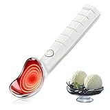 Heated Ice Cream Scoop Rechargeable Ice Cream Scooper with ON/OFF Safety Switch, Ergonomic Nonstick Grip Handle for Gelato, Sorbet, Cookie Dough, Melon, Frozen Yogurt & More (White)