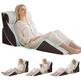 Bambulex 4PCS Wedge Pillow Set for After Surgery, Orthopedic Bed Wedge Pillow for Back Pain Relief, Sitting Up in Bed, Acid Reflux, Adjustable Post Surgery Pillows for GERD, Snoring, White/Grey