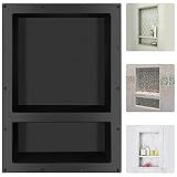 Suteck Shower Niche, 25" x 17" 3.8" Outer Size, Actual Size 14" + 16.5"(Big Grid) 14"+ 6" (Small Grid) Tile Ready Recessed Shower Shelf Bathroom Niche Box for Organization