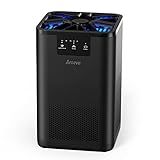 AROEVE Air Purifiers for Bedroom Air Purifier With Aromatherapy Function For Pet Smoke Pollen Dander Hair Smell 20dB Air Cleaner For Bedroom Office Living Room, MK06- Black(Available for California)