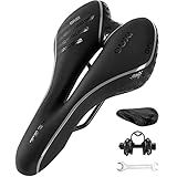 OUXI Comfort Bike Seat Comfortable Gel Bicycle Saddle Replacement Soft Padded with Shock Absorbing Waterproof for MTB Mountain Bike Road Bike Exercise Bike Men Women and Ladies-Black