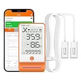 Elitech Bluetooth Thermometer Data Logger Temperature for Refrigerator with Shadow Data 100000 Points Export PDF/CSV Report, Pharmacy Vaccine DDL Certificate, MAX MIN with Dual Probe, GSP-6G-TDE