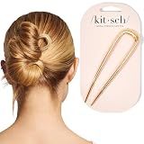 Kitsch French Hair Pins for Women – Elegant & Durable Metal French Pin for Updos, Chignon, Buns & Twist Hairstyles | Secure Hold All Day, Comfortable Fit - Gold, 1pc