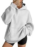 AUTOMET Womens Oversized Hoodies Trendy Pullover Sweatshirts Grey M