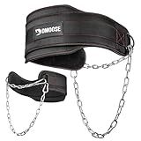 DMoose Fitness Dip Belt For Weightlifting - Weighted Pull Up and Squat Belt with Chain for Intense Workouts - Heavy Duty Stainless Steel Chain & Coated D-Ring - Weight Dipping Belt for Dips - Black