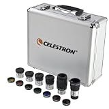 Celestron Eyepiece, Barlow & Filter Telescope Accessory Kit – 1.25" Barrel | 14 Essential Telescope Accessories, 5 Plossl Eyepieces, 2x Barlow, 7 Colored & Moon Filters, Includes Premium Metal Case