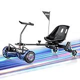 isinwheel Hoverboard Attachment for 6.5"8" 8.5"10"Hoverboard, 3*Shock Absorbers, Hand and Foot Dual Control, Larger Seat, Flashing Wheels (Black)