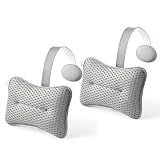 HUGABOW 2-Pack Large Pillow for Hot Tub (Grey), Spa, and Chaise Lounge - Universal Headrest & Neck Support Cushion, Adjustable Height with Long Strap, Easy Drying with Hook