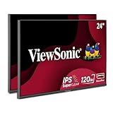 ViewSonic VA2456A-MHD_H2 Dual Monitor Pack Head-Only 1080p IPS Frameless Monitors with 120Hz, Eye Care, VESA Mountable, HDMI, DisplayPort and VGA Inputs for Home and Office