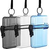 Outus 3 Pcs Waterproof ID Badge Holder Case with Waterproof Buckle Floating Sports Case Locker with Adjustable Hanging Rope Plastic Card Dry Box(Clear, Gray, Blue,4.72 x 2.95 x 1.57 in,Classic)