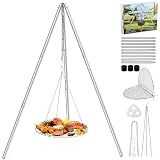 Joyfair Campfire Camping Tripod Grill Grate(17” Dia.), Stainless Steel