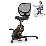 HitGo Exercise Bike with Adjustable Height Office Fitness Chair, 8-Level Magnetic Resistance Under Desk Bike, Stationary Bike for Home Office with 330 LBS Weight Capacity, Black