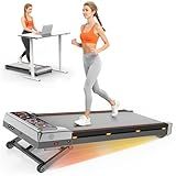 Walking Pad Treadmill with 15% 12-Level Auto Incline & UI Screen, Trisomy 3.5HP Foldable Under Desk Treadmill with Bluetooth Speaker, Portable Treadmills for Home Office 450LBS, Remote, RGB Light