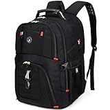 SHRRADOO Extra Large 50L Travel Laptop Backpack with combination lock,High School College Backpack Airline Approved Business Work Bag Fit 17 Inch Laptops for Men Women,Black