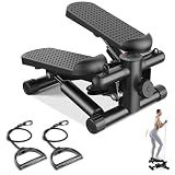 Sweetcrispy Mini Stair Steppers with Resistance Bands for Exercise at Home, Portable Exercise Twist Stepper Machine for Full Body Workout, 300LBS Capacity
