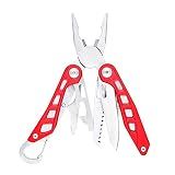 Amazon Basics 8-in-1 Stainless Steel Multitool with Safety Lock and Nylon Sheath, Red