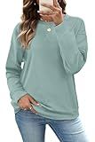 RUMIA Sweatshirt for Women Crewneck Sweaters Pullover Tops 2025 Fashion Outfits Tops for Women Winter Clothing Fall Clothes Blue Large