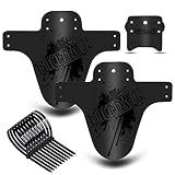 NICEDACK Bike Fender, Adjustable MTB Mud Guard, Front and Rear Compatible Mudguards, Fits 650B 20" 26" 27.5" 29 inch Fat Tire Bikes and All Disc Brake Bicycles (Matte Surface,Updated Black)