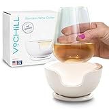 VoChill Stemless Wine Glass Chiller | Keep the Chill In Your Glass | Made in the USA | Separable & Refreezable Chill Cradle | Actively Chills Stemless Glassware | Quartz, Single Stemless