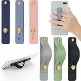 Weewooday 6 Pieces Phone Grip Holder Cell Phone Grip Strap Telescopic Finger Strap Stand Universal Finger Kickstand for Most Smartphones(Soft Colors,Classic)