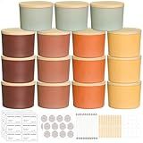 SUPMIND 4oz Fall Candle Jars 15 Pack, Small Wide Mouth Glass Empty Candle Jars with Bamboo Lids for Making Candles, Bulk Candle Container with Wick Kit, Ideal for Candle Business Owners