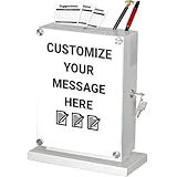 Large Suggestion Box With Slot and Lock - Metal Wall Mounted Ballot Box, Donation Case, Safe Lock Tip Jar For Fundraising, Hotel, Bar and School Voting Use (White, 10'' x 4.75'' x 12.5'')