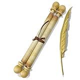 MiraShine Blank Scroll Paper with Wood Rods 8.25 X 36 Inch for Writing, Weding vows, Invitation, Props, Cosplay, Renaissance Festivals, Naughty or Nice List