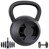 Hezeyferg 2-in-1 Adjustable Kettlebell, 15-45 LB Kettlebells Weight Set with Wide Grip, 4.8-30 LB Dumbbell Weights for Home Gym Strength Training (Black)