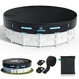 AGROAIDE 30ft Round Pool Cover, Dual Wind Protection System, 420D Oxford Fabric for All Season Use - Tear Resistant, UV & Dust Proof