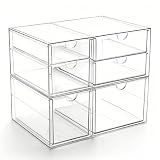 Prsildan Acrylic Makeup Organizer Clear Storage Drawer with 6 Small Drawers