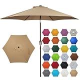 Blissun 7.5 ft Patio Umbrella, Yard Umbrella, Outdoor Market Umbrella with Push Button Tilt Crank (Tan)