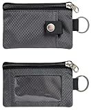 CHENSPRX Minimalist RFID Blocking Small Wallet with ID Window,WaterResistant Zip Id Case Wallet with Lanyard Keychain for Cards,Cash,Travel,Women,Men (DarkGrey)