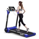 Goplus 2.25HP Electric Folding Treadmill, Installation-Free Design with 8-Stage Damping System, Large LED Touch Display and Blue Tooth Speaker, Compact Running Machine, Superfit Treadmill for Home Use