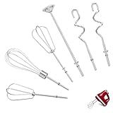Hand Mixer Attachments Beater 6Pcs, Whisk, Blending Rod and Dough Hooks, Stainless Steel Hand Mixer Accessories for Kitchenaid Hand Mixers KHM3 KHM5 KHM7 KHM9, Dishwasher Safe