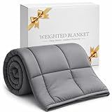 Smart Queen Weighted Blanket 15lbs (48”x72”,Grey) Queen Size Soft Cooling Heavy Blanket for Sleeping, Breathable All Season Comfort with Premium Glass Beads,Machine Washable