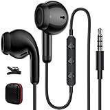 Wired Earbuds for Chromebook ThinkPad Laptop,3.5mm in Ear Noise Cancelling Headphones with Microphone Plug in Ear Buds for Kindle Fire Tablet Computer Earphone for Samsung Galaxy A14 A15 Switch,Black