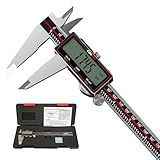 GemRed Wireless Digital Caliper 0-6 Inch/150mm with Data Transfer to Excel/Phone/PC, Stainless Steel Caliper Measuring Tool with Auto-Off, Large LCD Inch/MM for DIY/Household/3D-printing
