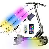 2 Strip Electric LED Music Sync Multicolor Lightning Changing Scooter Skateboard Bicycle Riding Lights Wireless Battery Powered USB Remote APP Bicycle Scooter Lights