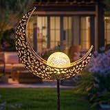 Homeimpro Moon Solar Lights Outdoor Garden Decor Gifts for Mom Women,Waterproof Stakes Yard Decorations for Lawn, Patio Accessories, Backyard Ornaments Birthday Gifts Mother Grandma (Bronze)